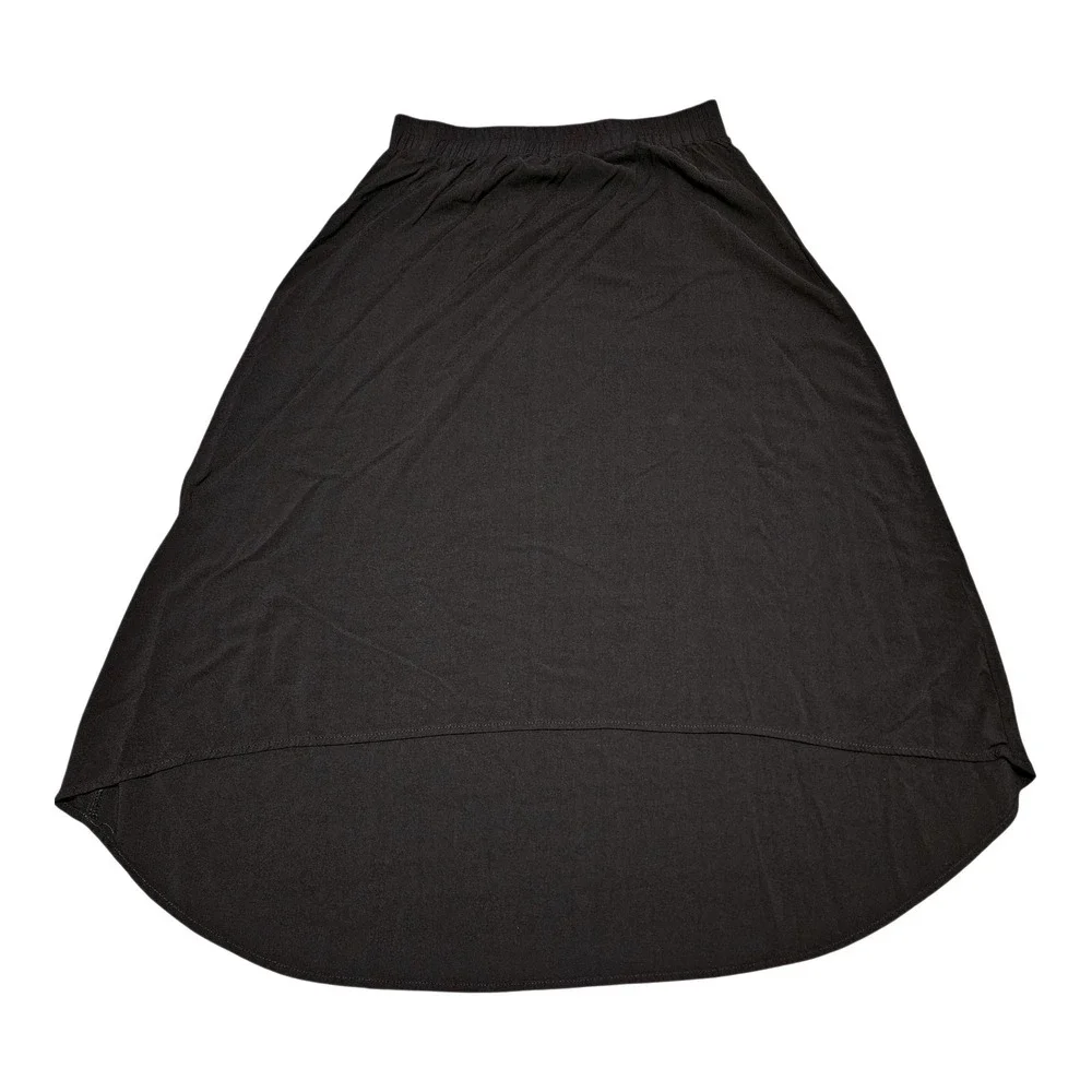 August Silk Skirt Size Small Rayon Pull On Flowy High Low Closet Staple Black‎
